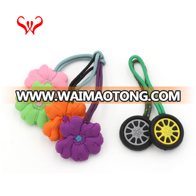 Rubber tab logo colorful rope string fashion zip puller custom novelty zipper pulls wholesale